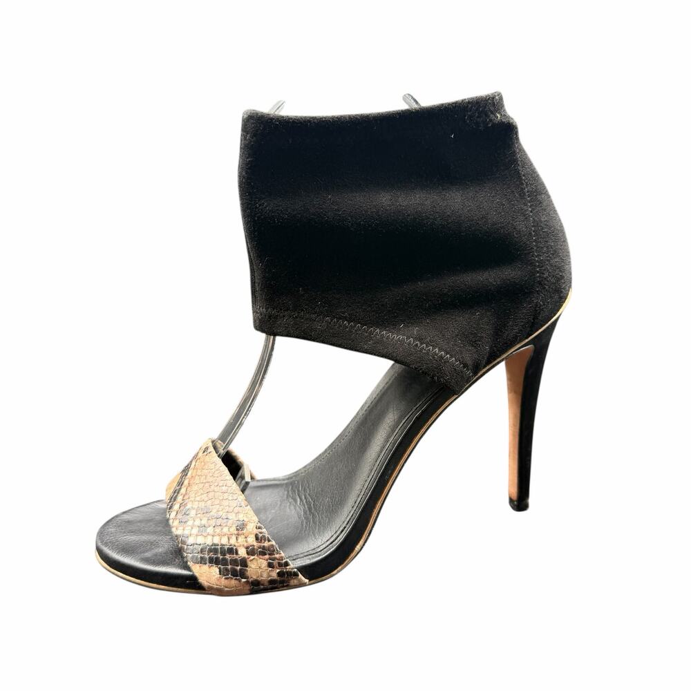 Coach Snakeskin Toe Strap Stiletto Heels Black Suede Ankle Cuff 8.5B - Picture 4 of 9
